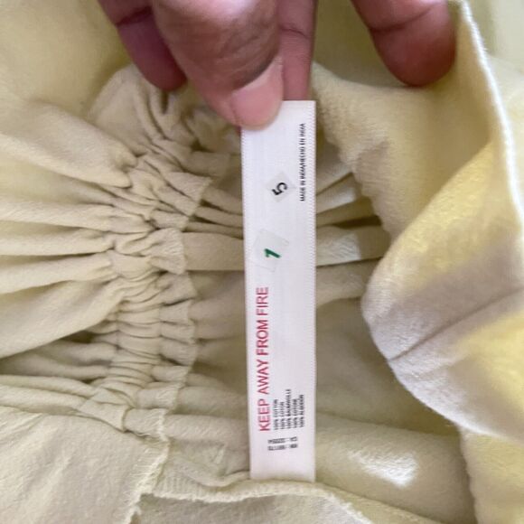 New Free People Paper Bag Waist Tapered Tie Waist Trousers Size XS Yellow 8-12 - Picture 16 of 16